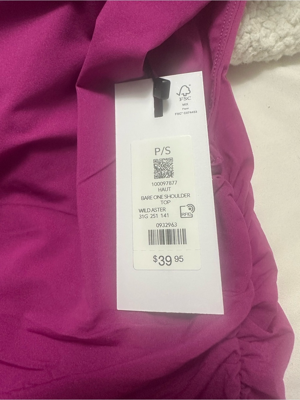 Dynamite One-Shoulder Magenta Ruched Top - Picture 3 of 5